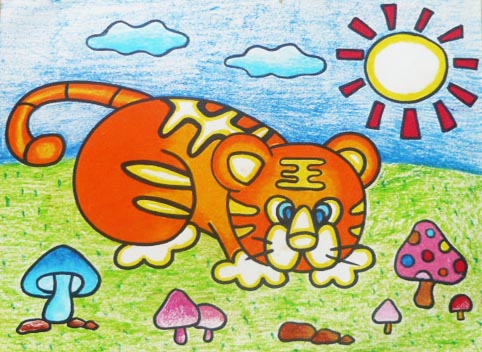 儿童画可爱的小老虎