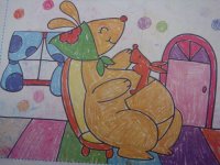 儿童绘画作品袋鼠宝宝和