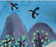 六岁路家月的绘画作品 两只小燕子
