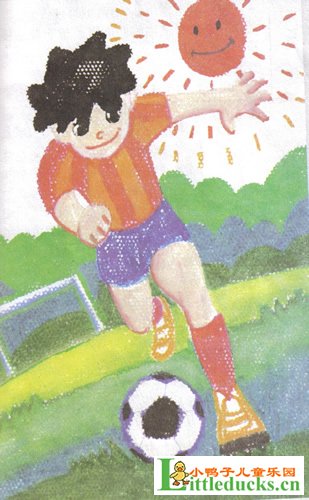 儿童油画棒教程-用油画棒画男孩踢足球