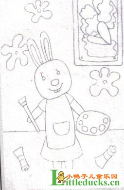 儿童油画棒教程-用油画棒画小白兔粉刷匠