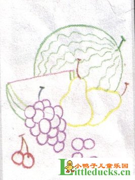 儿童油画棒教程-用油画棒画西瓜葡萄等水果