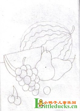 儿童油画棒教程-用油画棒画西瓜葡萄等水果