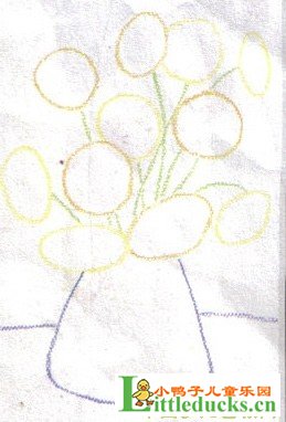 儿童油画棒教程-用油画棒画花瓶里的假花