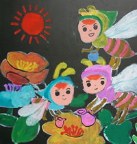 儿童绘画作品-小蜜蜂们