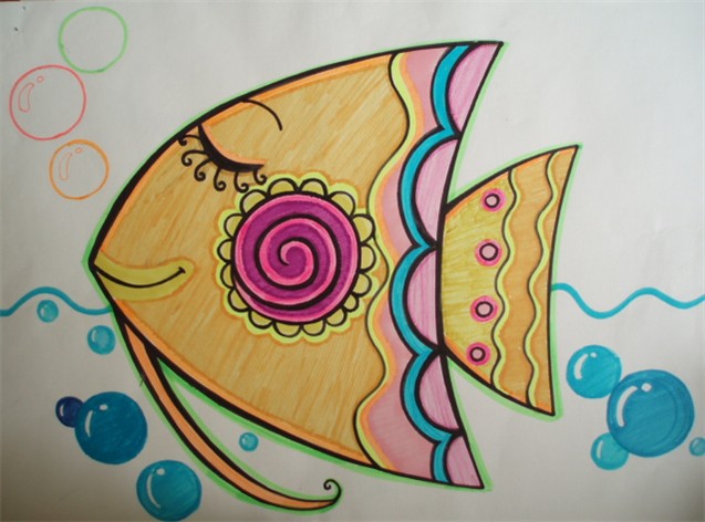 儿童绘画作品:热带鱼