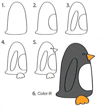 小动物简笔画胖胖的企鹅简笔画教程
