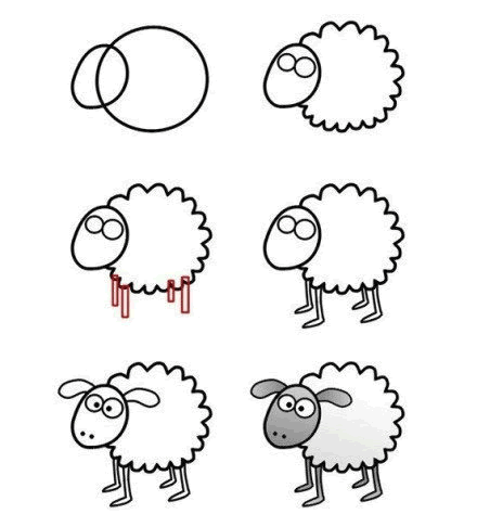 动物简笔画小绵羊的简笔画教程