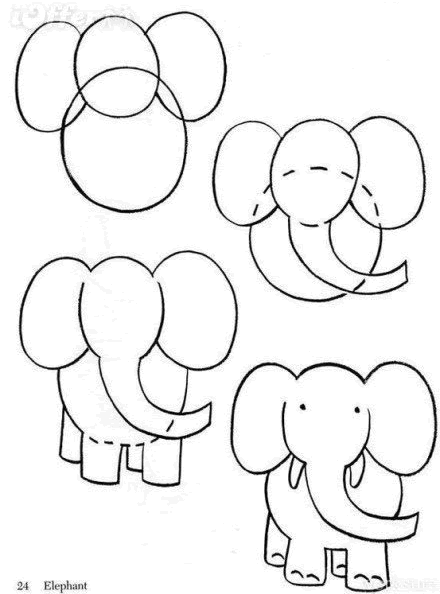 卡通大象的简笔画教程
