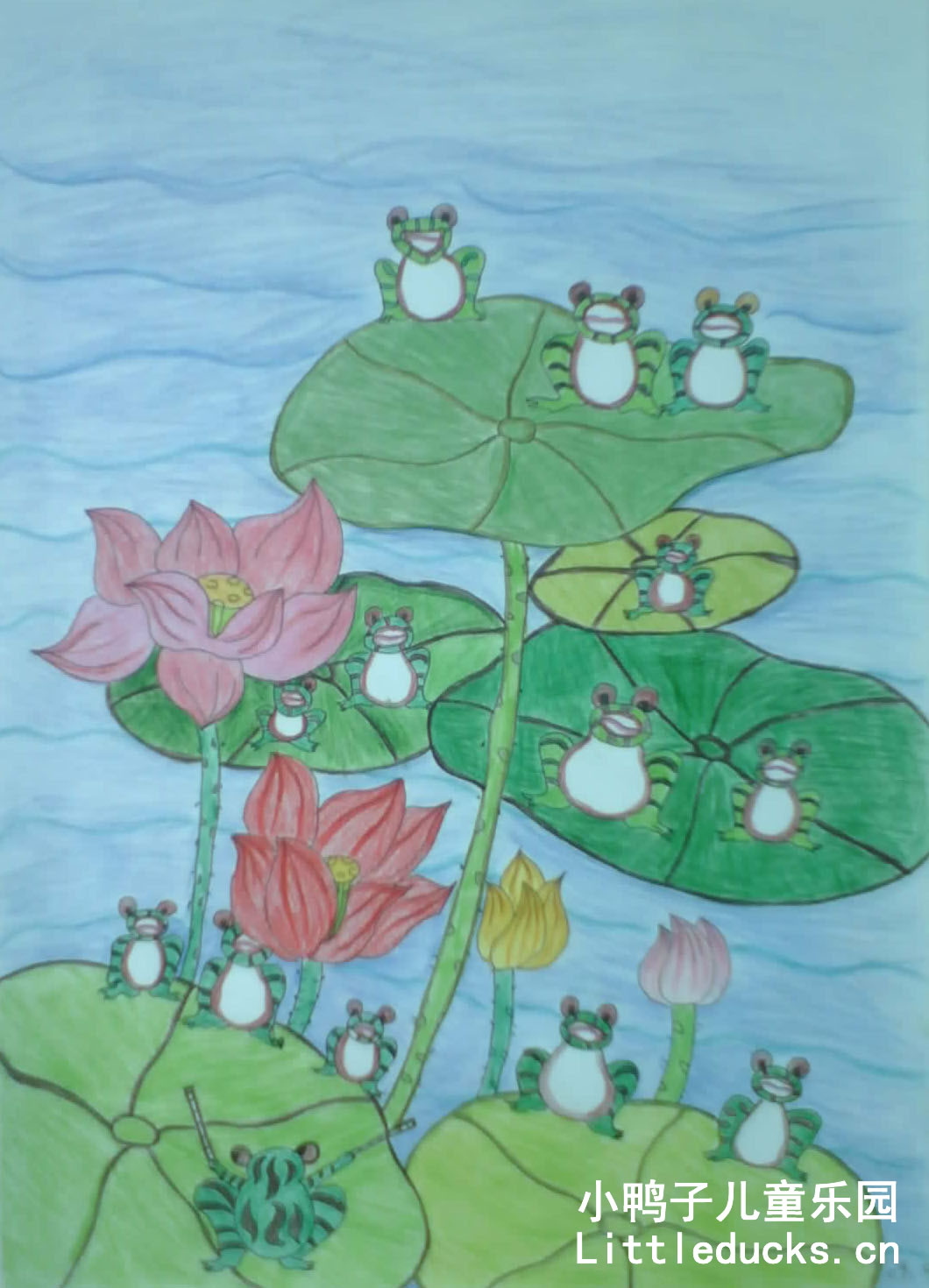 儿童画获奖作品欣赏:荷塘青蛙