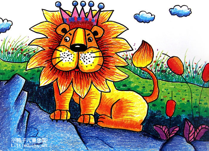 优秀儿童油画棒画欣赏:狮子王