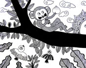 儿童线描画作品欣赏:猴