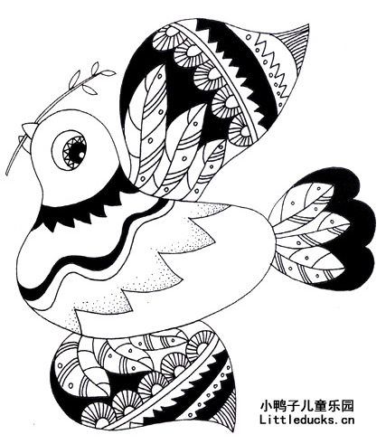 儿童线描画作品欣赏:和平鸽