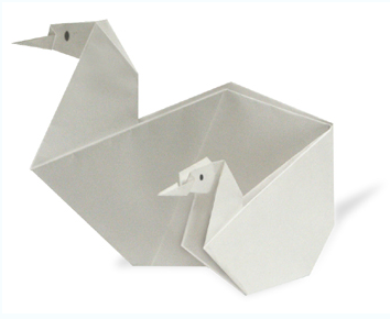 动物折纸大全:母子白天鹅的折