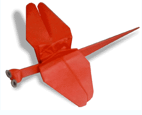动物折纸大全:立体红蜻蜓的折