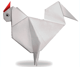 动物折纸大全:小公鸡的折纸方