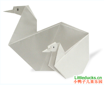 动物折纸大全:母子白天鹅的折纸方法