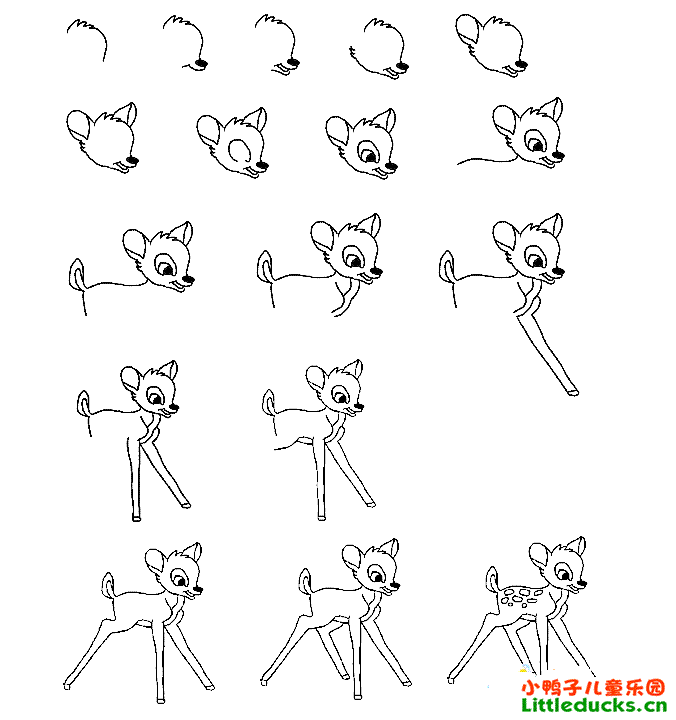 儿童简笔画教程:简笔画小鹿的画法