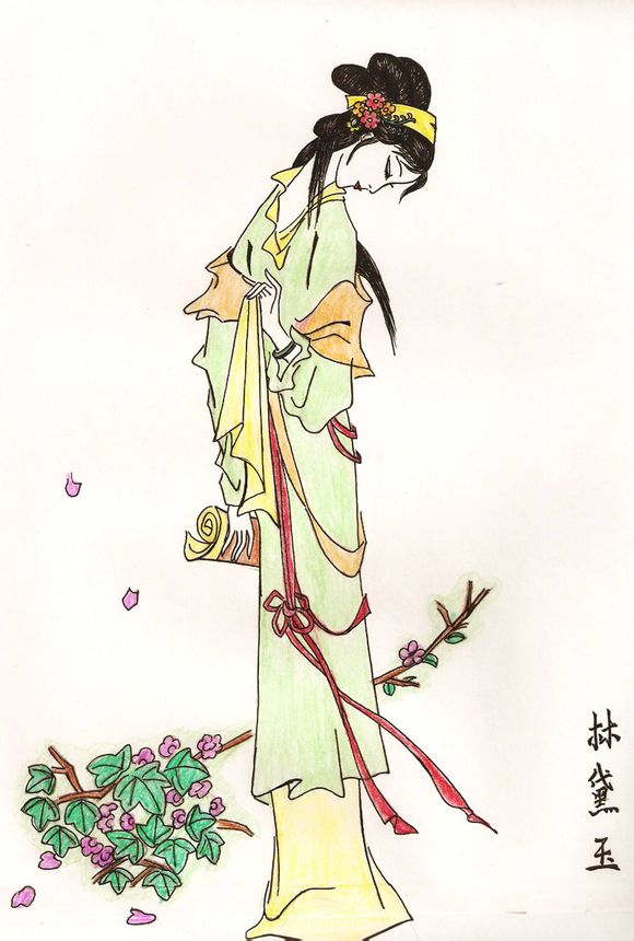 红楼梦林黛玉铅笔画五