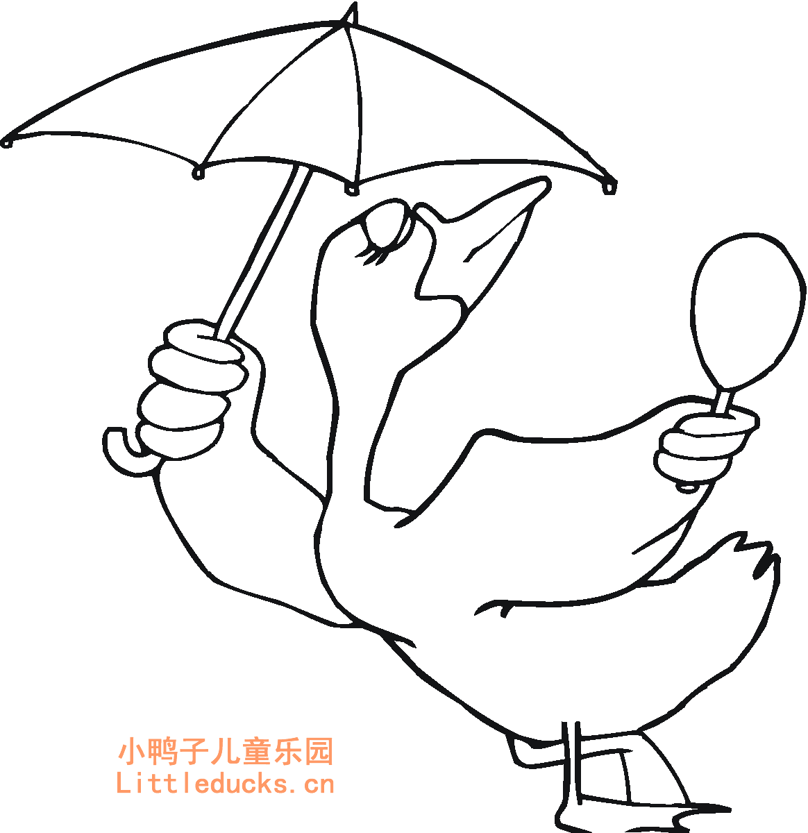 打伞的小鸭子简笔画图片