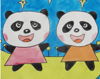 幼儿画画作品:两只小熊