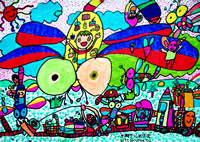 儿童画作品欣赏:水彩画蜻蜓飞机