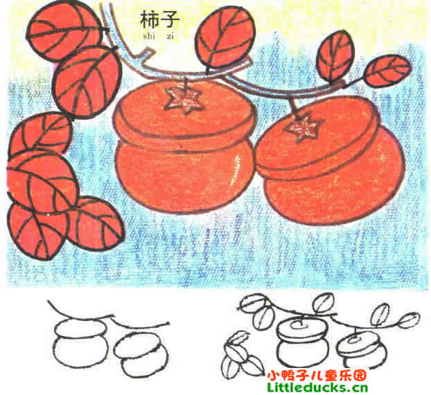 彩色柿子简笔画图片1