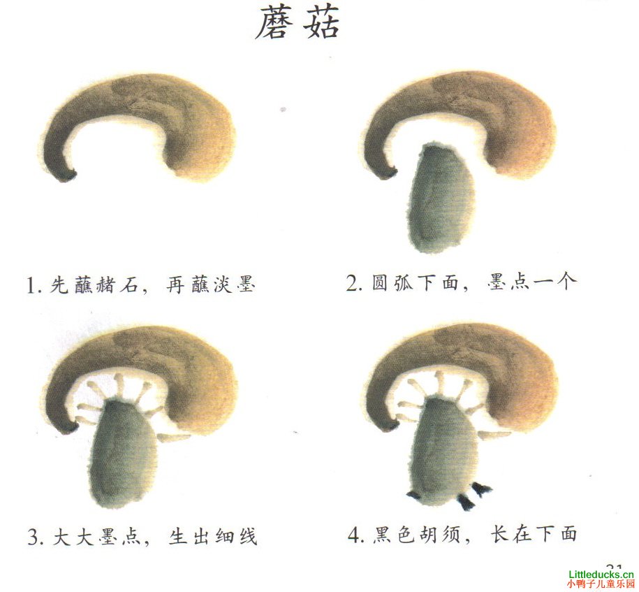 儿童学画国画磨菇图文介绍