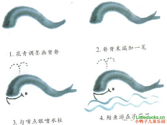 儿童学画国画鲸鱼的画法图文介绍