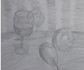 蔡承熹的素描画酒杯和水