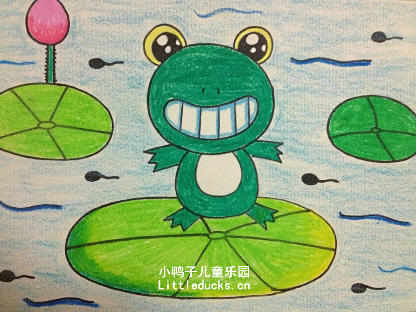 儿童画作品欣赏:快乐的小青蛙