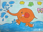 儿童画作品欣赏:小象