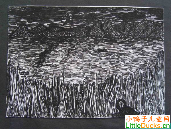 德国儿童画作品欣赏树林与湖