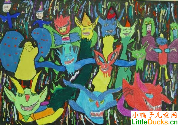 巴西儿童画作品欣赏龙之花车