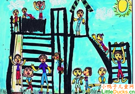 南非儿童画作品欣赏丛林游乐