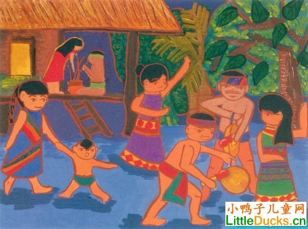 国外儿童画画图片印度民族节日