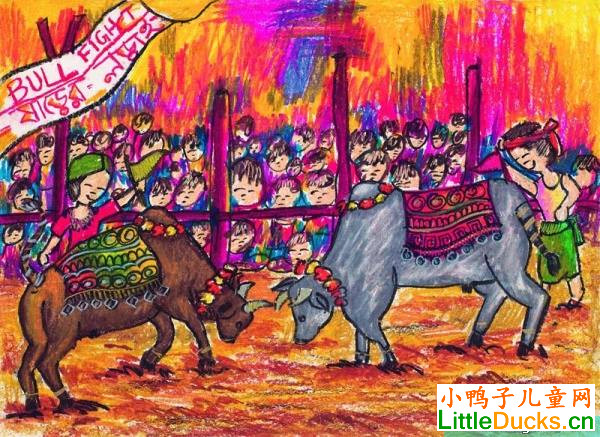 孟加拉儿童画作品欣赏斗牛