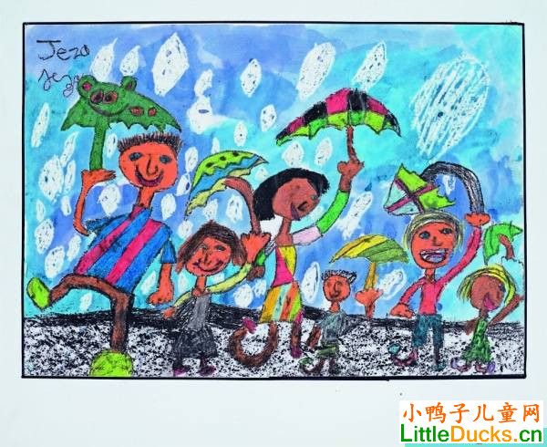 南非儿童画画图片雨中奔驰