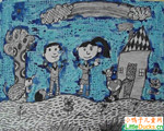 印尼儿童绘画作品我家附