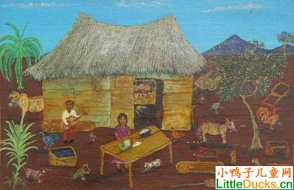 尼加拉瓜儿童画画图片乡村生活