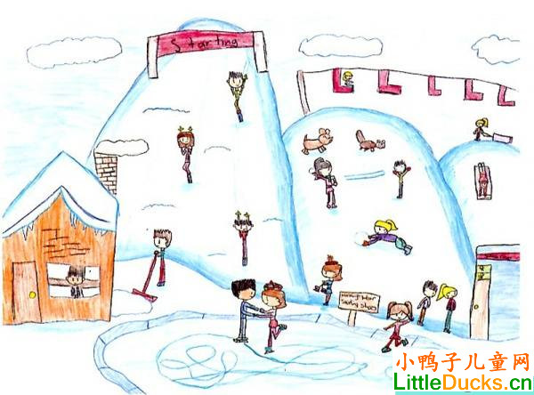 加拿大儿童绘画作品冬天的奇幻之地