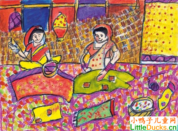印度儿童绘画作品女工人