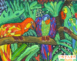 巴西儿童绘画作品三只鹦