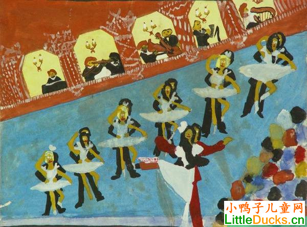 孟加拉儿童绘画作品跳舞