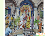 印度儿童绘画作品礼拜神