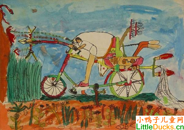 日本儿童绘画作品未来的自行车