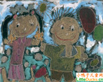 印尼儿童绘画作品我和兄