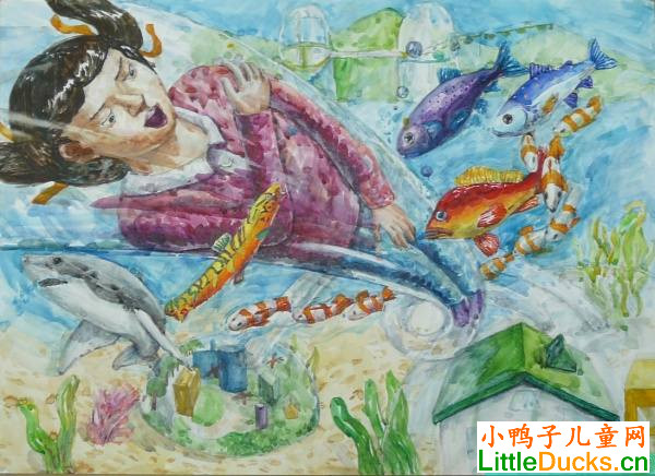 南韩儿童画作品欣赏未来的水中世界