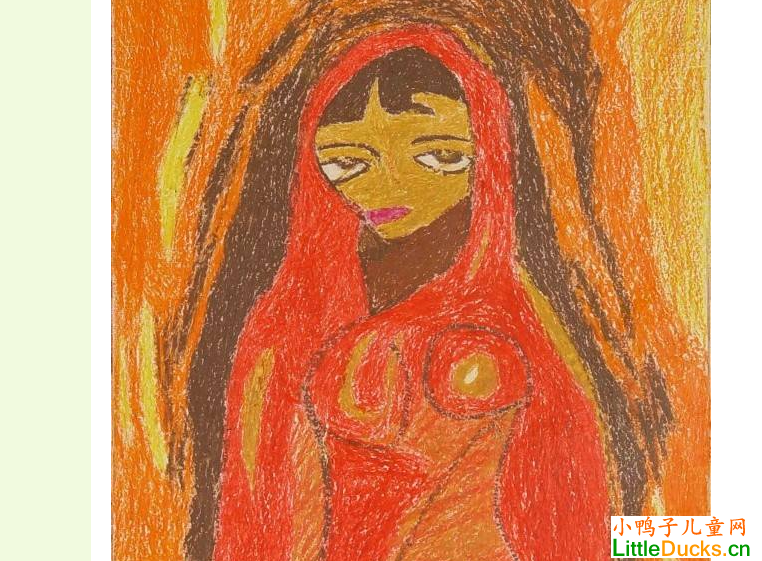 印度儿童绘画作品少女