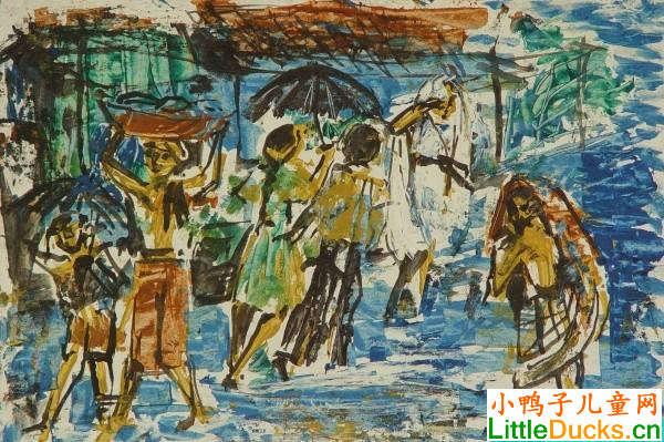锡兰儿童绘画作品下雨天